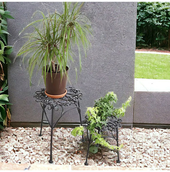 ガーデニングアイテム,アンティーク調,アイアンスタンド,2点セット,花台,おしゃれ,ヨーロピアン,園芸,ガーデン,庭-7