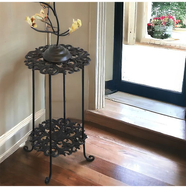 アイアン製,アンティーク調,フラワースタンド（花台）,高さ61ｃｍ,プランタースタンド,おしゃれ,ガーデニングアイテム,ヨーロピアン調-1