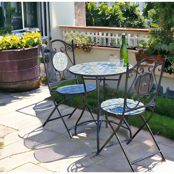 ガーデンチェア,おしゃれ,アイアン,レモン,2脚入り,輸入家具,イエロー-2