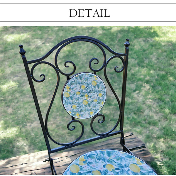 ガーデンチェア,おしゃれ,アイアン,レモン,2脚入り,輸入家具,イエロー-8