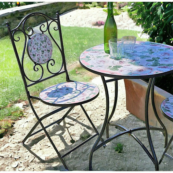 ガーデニングファニチャー テーブル＆チェア3点セット（マリアローズ  