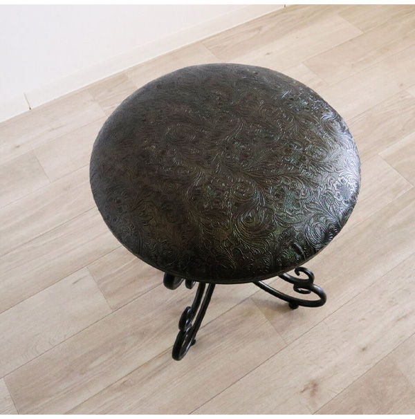 アンティーク調,ヨーロピアン,アイアンスツール,ラウンドスツール,黒,ブラック,猫脚,PVC,おしゃれ,コンパクト,インダストリアル-10