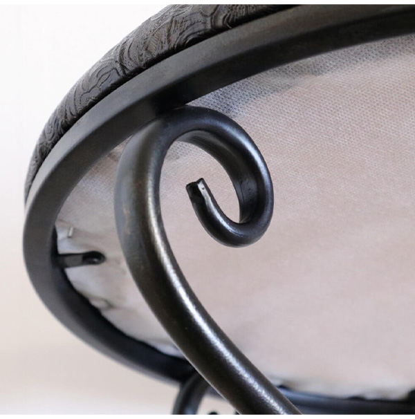 アンティーク調,ヨーロピアン,アイアンスツール,ラウンドスツール,黒,ブラック,猫脚,PVC,おしゃれ,コンパクト,インダストリアル-13