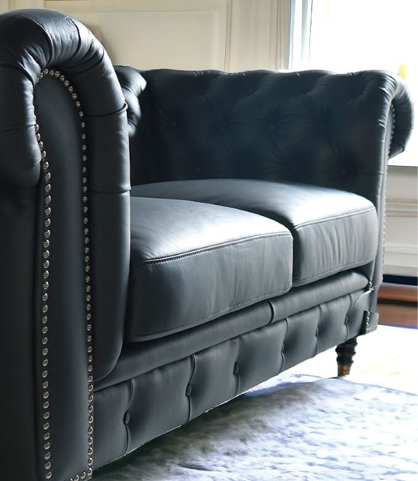 チェスターフィールド,本革,ソファ,ソファー,2P,二人掛け,フルレザー,総革,2人掛け,ブラック,黒-24