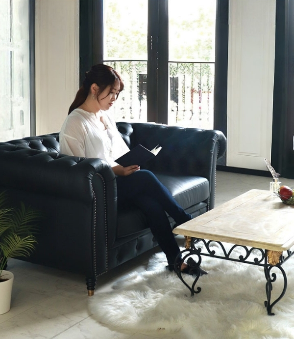 チェスターフィールド,本革,ソファ,ソファー,2P,二人掛け,フルレザー,総革,2人掛け,ブラック,黒-29