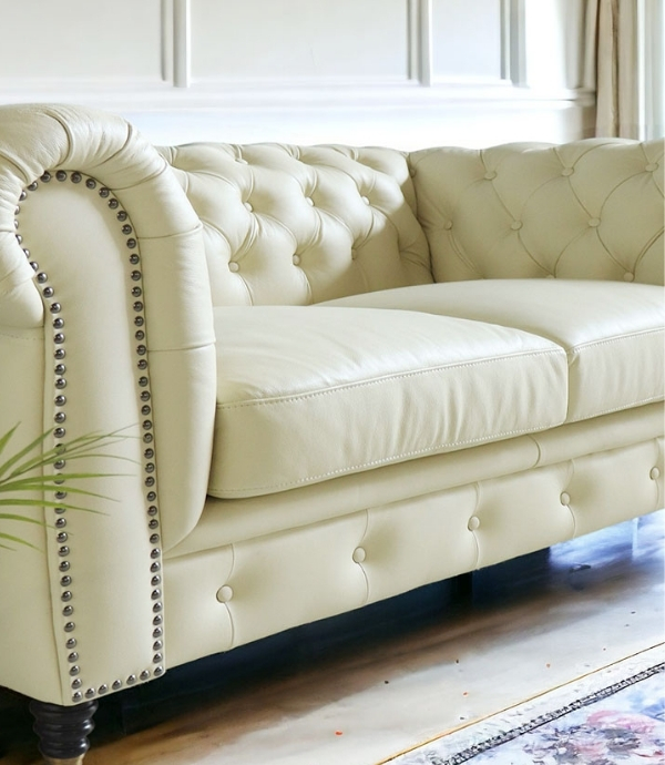 チェスターフィールド,本革,ソファ,二人掛け,2人掛け,アイボリー,白,オフホワイト,ドイツレザー,おしゃれ-24