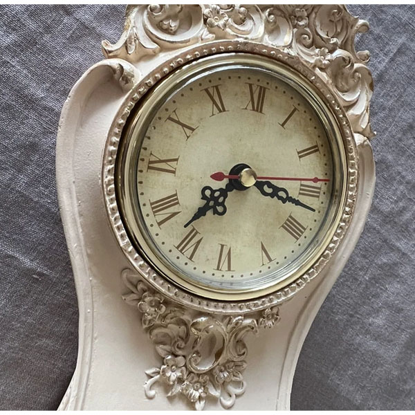 アンティーク調 置時計 アイボリーホワイト おしゃれ ロココ調 単三電池 プレゼント ギフト 引っ越し祝い-5