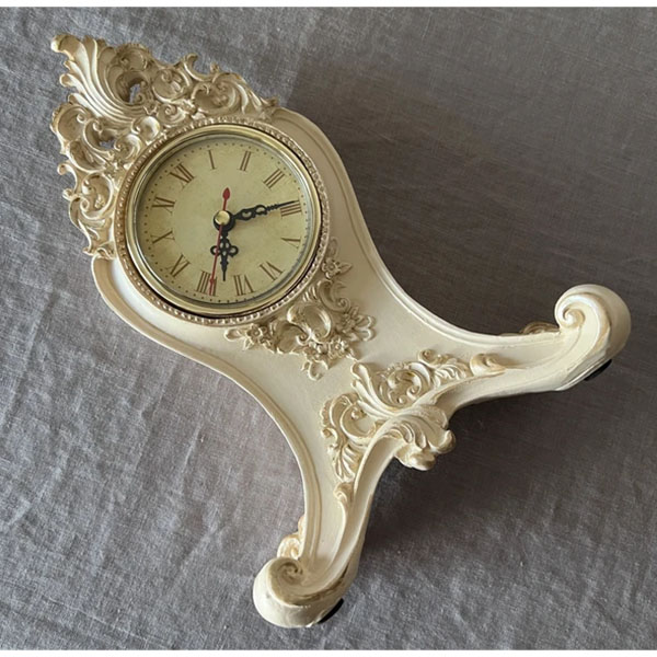 アンティーク調 置時計 アイボリーホワイト おしゃれ ロココ調 単三電池 プレゼント ギフト 引っ越し祝い-7