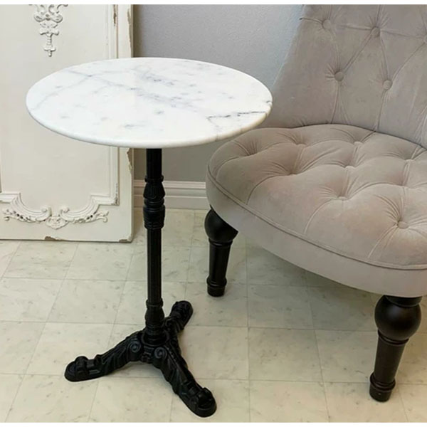 大理石使用 サイドテーブル ブラック 幅40cm アイアンの脚 おしゃれ 海外インテリア モダン 屋外可 コーヒーテーブル ラウンド-1
