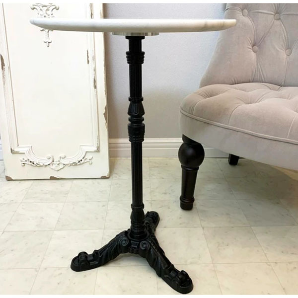 大理石使用 サイドテーブル ブラック 幅40cm アイアンの脚 おしゃれ 海外インテリア モダン 屋外可 コーヒーテーブル ラウンド-2