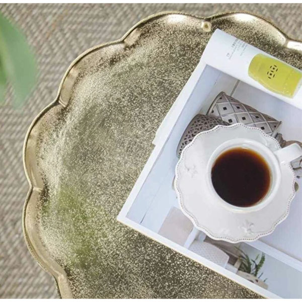 ゴールドリーフテーブル コーヒーテーブル φ42cmサイドテーブル おしゃれ カッコいい モダン コンパクト ベッドルーム インテリア-4