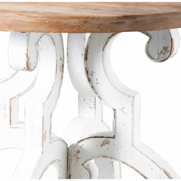 シャビーシック アンティークホワイト ダイニングテーブル φ92cm  