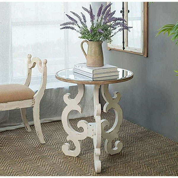 ◎アンティーク調 ホワイトシャビー サイドテーブル お洒落テーブル 怖い 