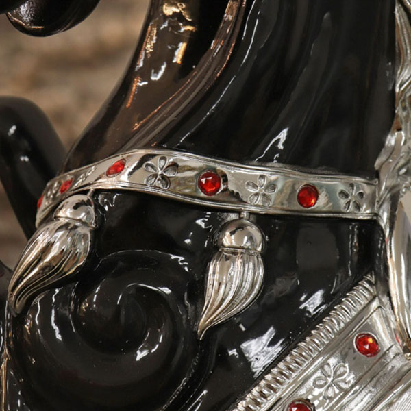 跳ね馬 置物 馬の置物 開運 風水 立ち馬 黒馬 オーナメント インテリア 高級 キラキラ うま 玄関 縁起物 ブラック 陶器-7