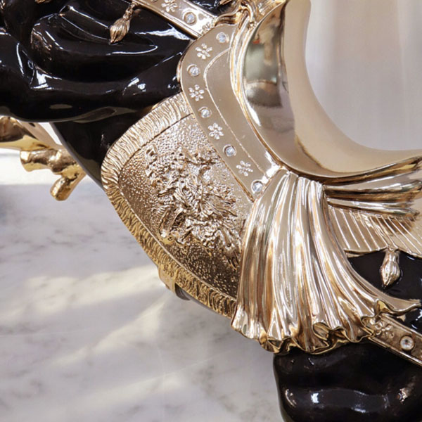 跳ね馬 置物 馬の置物 開運 風水 立ち馬 黒馬 オーナメント インテリア 高級 キラキラ うま 玄関 縁起物 ブラック 陶器-7