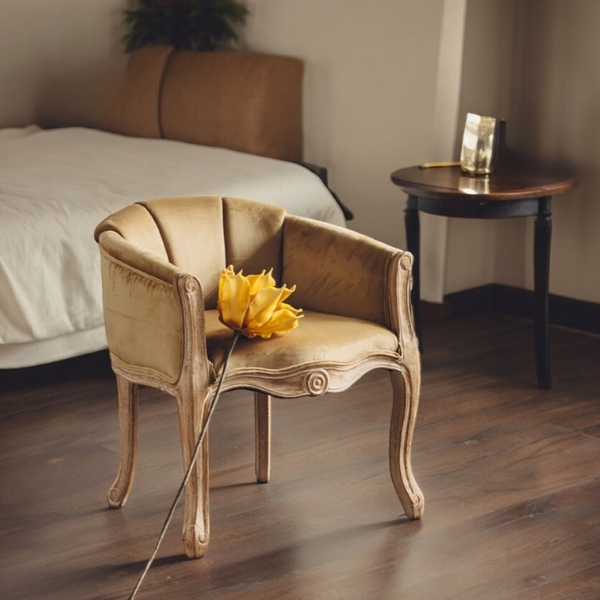 アンティーク調 1人掛けソファ ベージュ 1Pソファ ソファー アームチェア おしゃれ 猫脚 輸入家具 フレンチインテリア アンティーク風-8