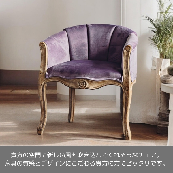 アンティーク調 1人掛けソファ パープル 紫 1Pソファ ソファー アームチェア おしゃれ 猫脚 輸入家具 フレンチインテリア-10