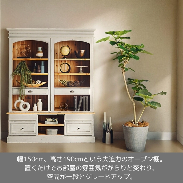 フレンチインテリア オープン棚（稼働棚） 食器棚 本棚 ディスプレイケース 店舗什器 おしゃれ ヴィンテージ アンティーク調 収納-11