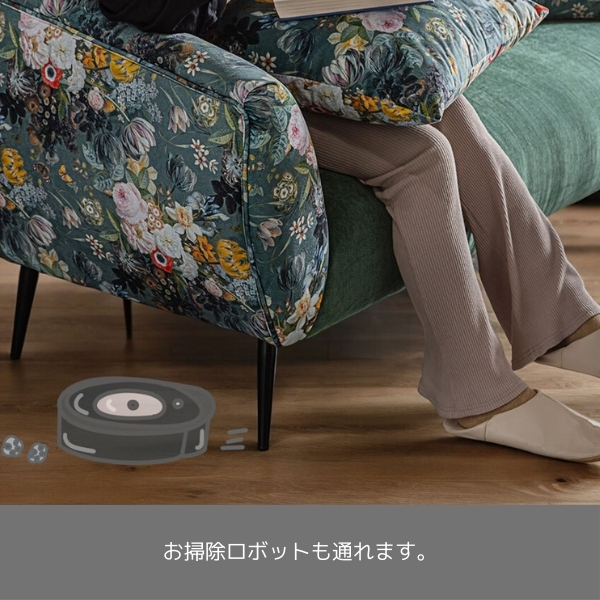 リゾート風 三人掛けソファ グリーン アジアンテイスト おしゃれ 3P ソファー 花柄 ボタニカル柄 モダン クラシック 緑-4