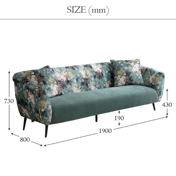 リゾート風 三人掛けソファ グリーン アジアンテイスト おしゃれ 3P ソファー 花柄 ボタニカル柄 モダン クラシック 緑-9