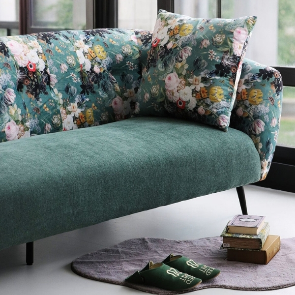 リゾート風 三人掛けソファ グリーン アジアンテイスト おしゃれ 3P ソファー 花柄 ボタニカル柄 モダン クラシック 緑-12