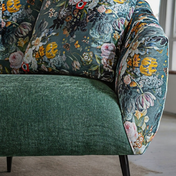 リゾート風 三人掛けソファ グリーン アジアンテイスト おしゃれ 3P ソファー 花柄 ボタニカル柄 モダン クラシック 緑-14