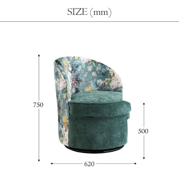 リゾート風 回転式チェア 1人掛けソファ ソファー 花柄 おしゃれ ホテル ロビー ボタニカル柄 一人用 回転いす チェア いす-7