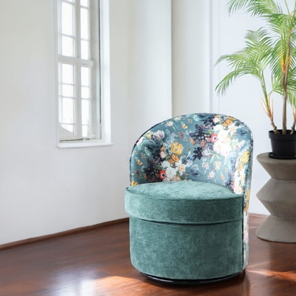 リゾート風 回転式チェア 1人掛けソファ ソファー 花柄 おしゃれ ホテル ロビー ボタニカル柄 一人用 回転いす チェア いす-9