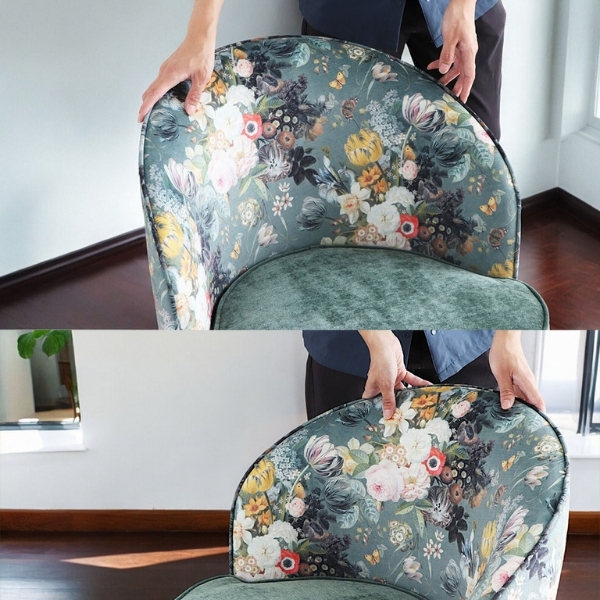 リゾート風 回転式チェア 1人掛けソファ ソファー 花柄 おしゃれ ホテル ロビー ボタニカル柄 一人用 回転いす チェア いす-11