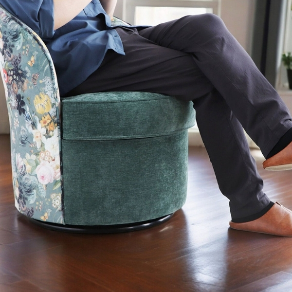 リゾート風 回転式チェア 1人掛けソファ ソファー 花柄 おしゃれ ホテル ロビー ボタニカル柄 一人用 回転いす チェア いす-15