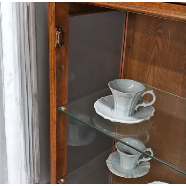 英国調家具 オーク 片開きショーケース アンティーク調 輸入家具 ディスプレイ収納 食器棚 本棚 収納 ガラスキャビネット おしゃれ-3