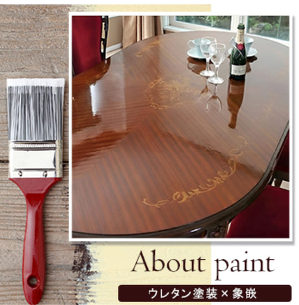 マリナカッシーリのヨーロピアン調クラシックデザインの猫脚ダイニングテーブル、マホガニー材と美しい象嵌装飾。-8