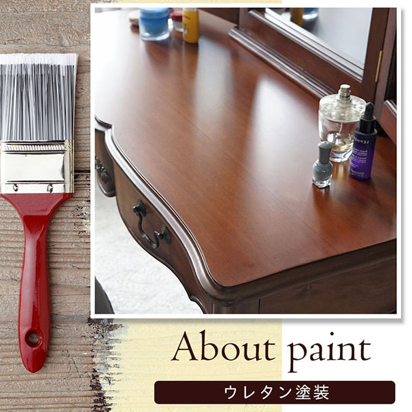 アンティーク調 コンソールとしても使える 2WAYタイプ 三面鏡ドレッサー(スツール付き) ブラウン エレガント おしゃれ 猫脚 輸入家具-3