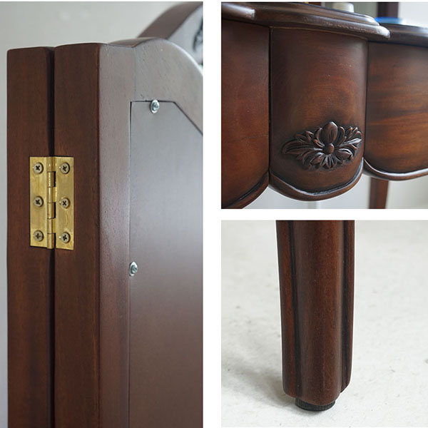 アンティーク調 コンソールとしても使える 2WAYタイプ 三面鏡ドレッサー(スツール付き) ブラウン エレガント おしゃれ 猫脚 輸入家具-4