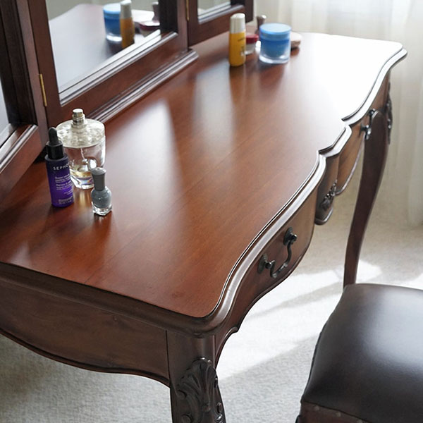 アンティーク調 コンソールとしても使える 2WAYタイプ 三面鏡ドレッサー(スツール付き) ブラウン エレガント おしゃれ 猫脚 輸入家具-10