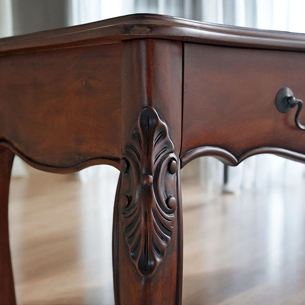 アンティーク調 コンソールとしても使える 2WAYタイプ 三面鏡ドレッサー(スツール付き) ブラウン エレガント おしゃれ 猫脚 輸入家具-12