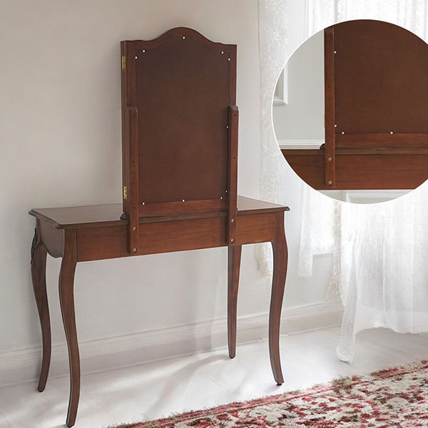 アンティーク調 コンソールとしても使える 2WAYタイプ 三面鏡ドレッサー(スツール付き) ブラウン エレガント おしゃれ 猫脚 輸入家具-14