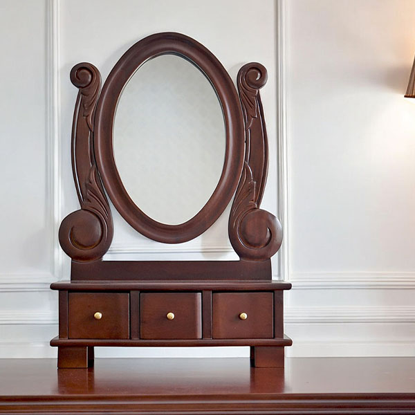 収納付き置き型ミラースタンド。優雅なインテリアに最適。ヨーロピアンデザインで輸入家具らしさを演出。-5