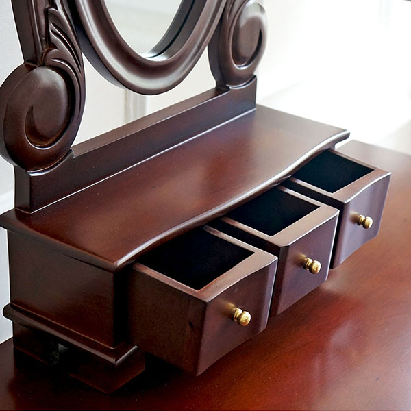 収納付き置き型ミラースタンド。優雅なインテリアに最適。ヨーロピアンデザインで輸入家具らしさを演出。-7