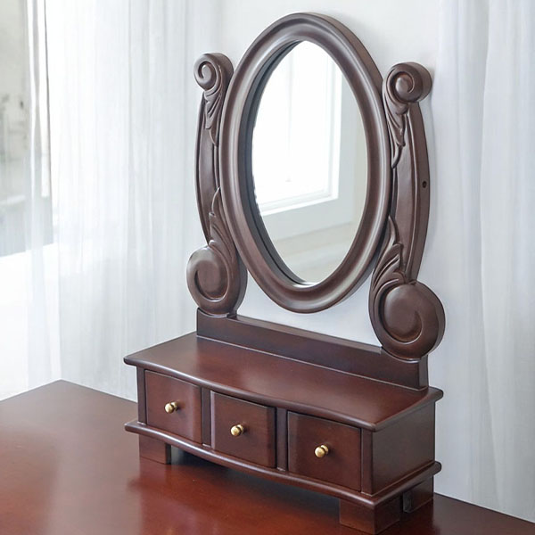 収納付き置き型ミラースタンド。優雅なインテリアに最適。ヨーロピアンデザインで輸入家具らしさを演出。-11