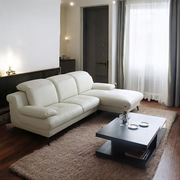 イタリアンレザー使用のリクライニング付きコーナーソファ。角度調整可能で快適なカウチスタイルを提供するL型タイプ。-1