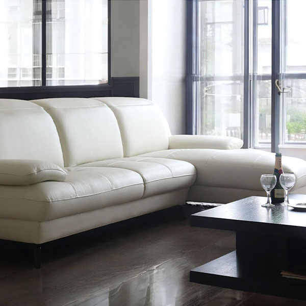 イタリアンレザー使用のリクライニング付きコーナーソファ。角度調整可能で快適なカウチスタイルを提供するL型タイプ。-12