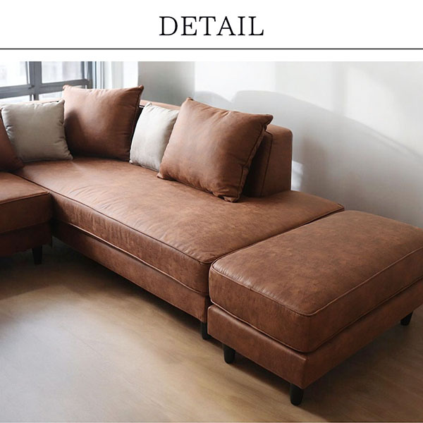 自由なレイアウトが可能なひっかき傷に強いカウチソファセット。ペットのいる家庭に安心のファブリックのコーナーソファー。-3