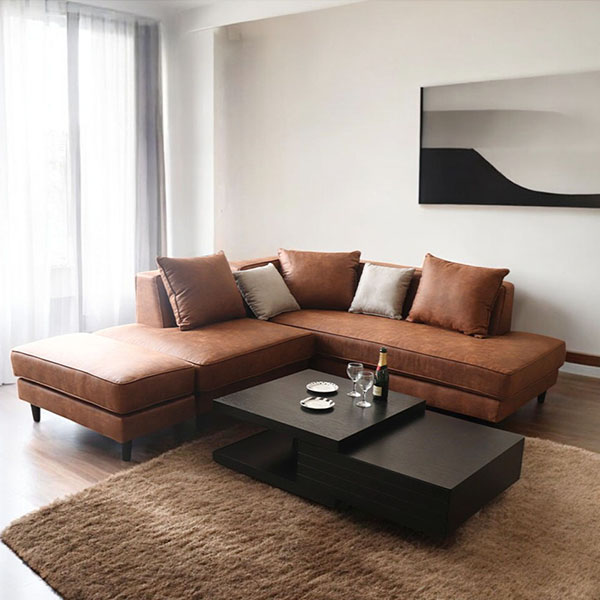 自由なレイアウトが可能なひっかき傷に強いカウチソファセット。ペットのいる家庭に安心のファブリックのコーナーソファー。-19