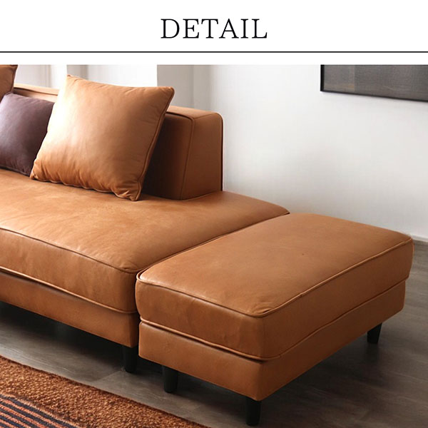 本革のような質感を備えたひっかき傷に強いおしゃれなカウチソファ。リビング空間にぴったりの組み換え自由な多機能なソファセット-3