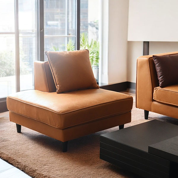 本革のような質感を備えたひっかき傷に強いおしゃれなカウチソファ。リビング空間にぴったりの組み換え自由な多機能なソファセット-11