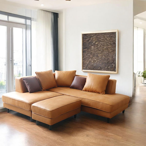 本革のような質感を備えたひっかき傷に強いおしゃれなカウチソファ。リビング空間にぴったりの組み換え自由な多機能なソファセット-18