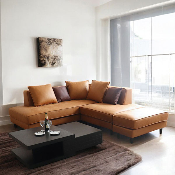 本革のような質感を備えたひっかき傷に強いおしゃれなカウチソファ。リビング空間にぴったりの組み換え自由な多機能なソファセット-19