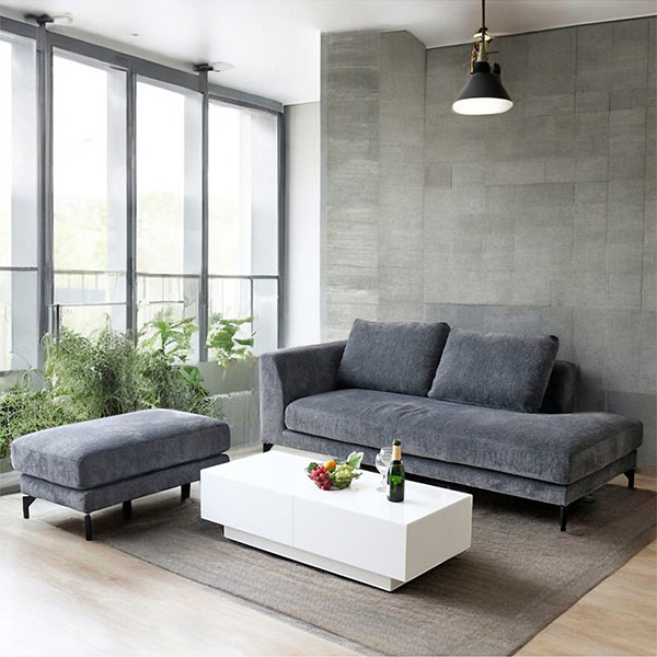 汚れに強いカバーリングソファ。組み換え自由な3人掛けソファとスツール（オットマンのセット）優雅で清潔なリビング空間に。-1