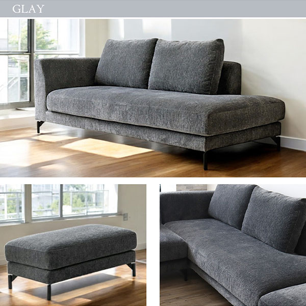 汚れに強いカバーリングソファ。組み換え自由な3人掛けソファとスツール（オットマンのセット）優雅で清潔なリビング空間に。-8